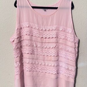 Avenue Soft Pink Lace Tank Top